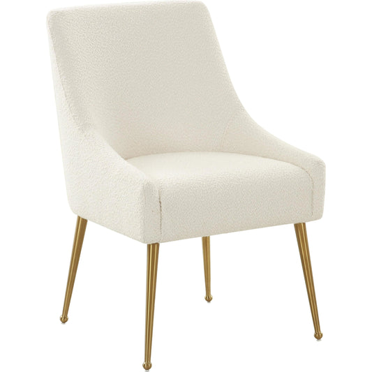 Beatrix Boucle Side Chair by TOV Furniture in cream. Made from boucle, wood in a modern style.