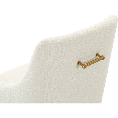 Beatrix Boucle Side Chair by TOV Furniture in cream. Made from boucle, wood in a modern style.