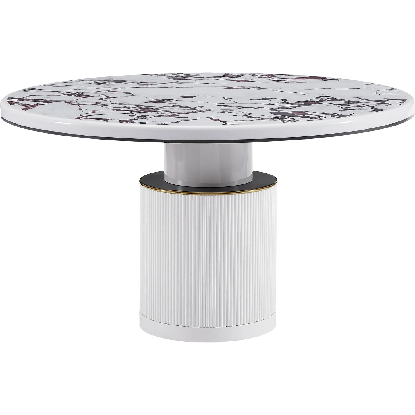 001 SI-2145069 | Primary Silo | Vanessa White Marble Lacquer Round Dining Table by TOV Furniture in white, white marble. Made from mdf in a modern style.