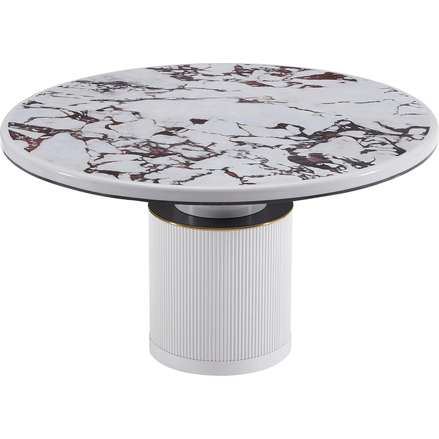 002 SI-2145069 | Additional Silo | Vanessa White Marble Lacquer Round Dining Table by TOV Furniture in white, white marble. Made from mdf in a modern style.
