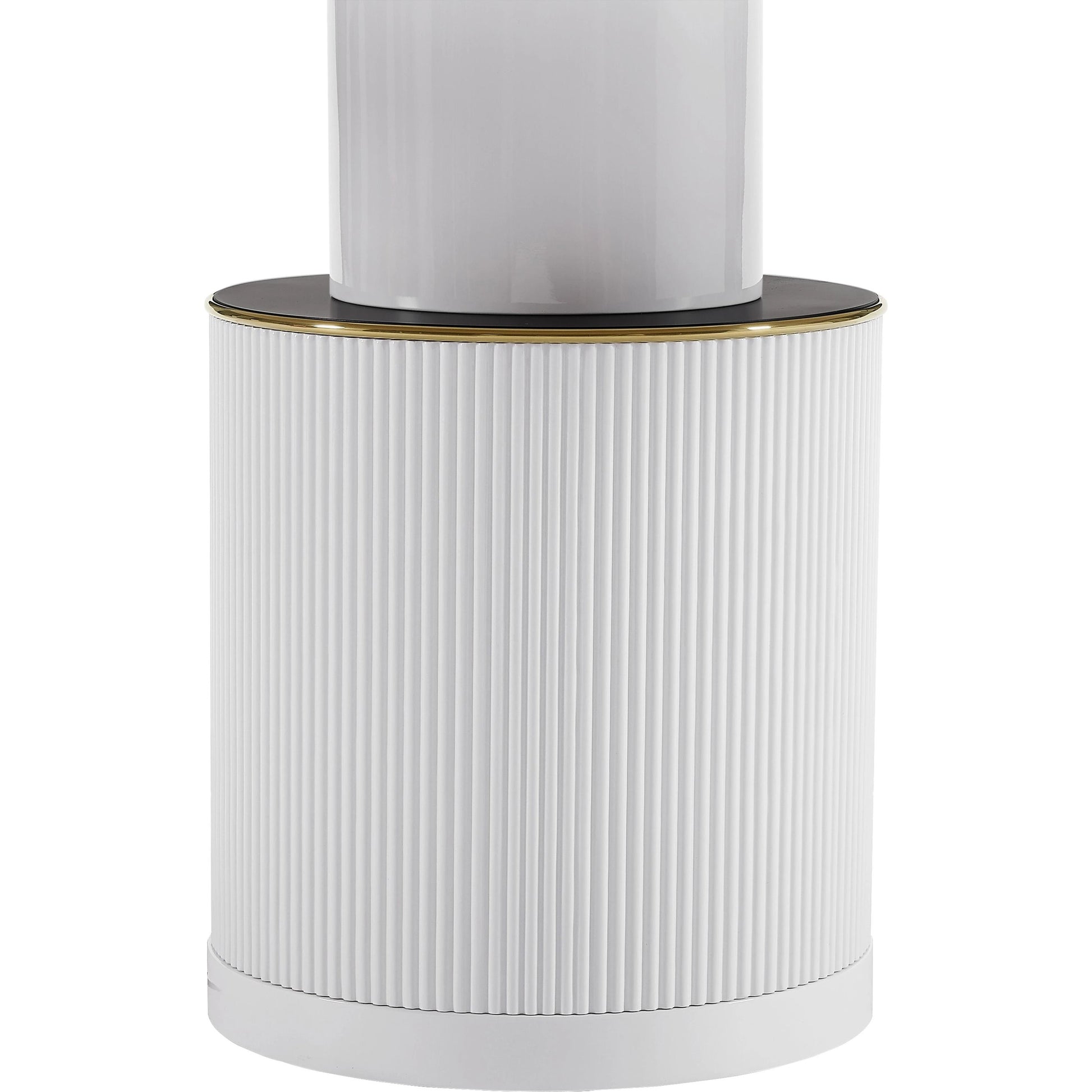 Vanessa White Marble Lacquer Round Dining Table by TOV Furniture in white, white marble. Made from mdf in a modern style.