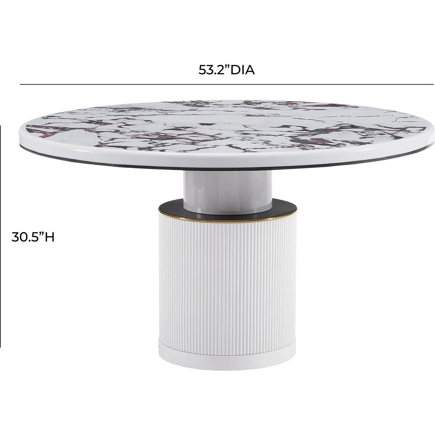 003 SI-2145069 | Additional Silo | Vanessa White Marble Lacquer Round Dining Table by TOV Furniture in white, white marble. Made from mdf in a modern style.