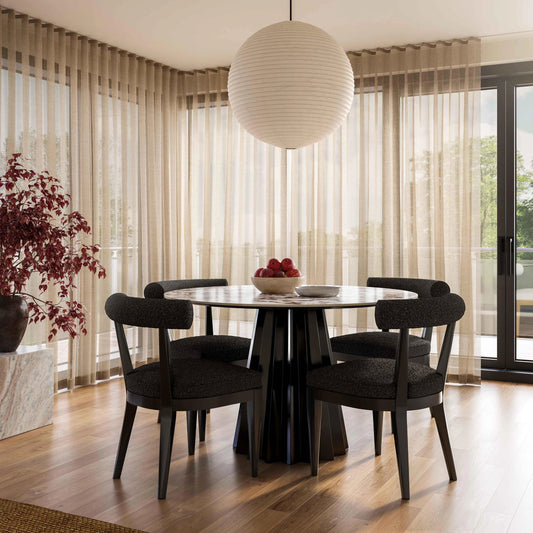 Palla Boucle Dining Chair by TOV Furniture. Made from boucle, wood in a modern style.