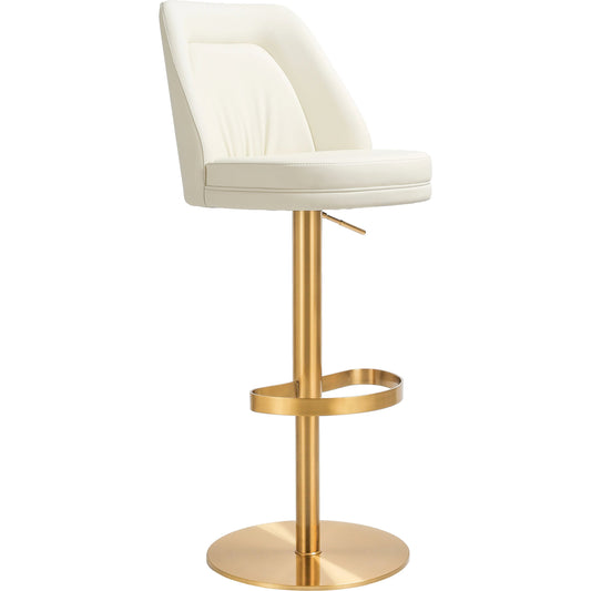 Maven Adjustable Swivel Stool by TOV Furniture in white. Made from pu leather, stainless steel in a modern style.