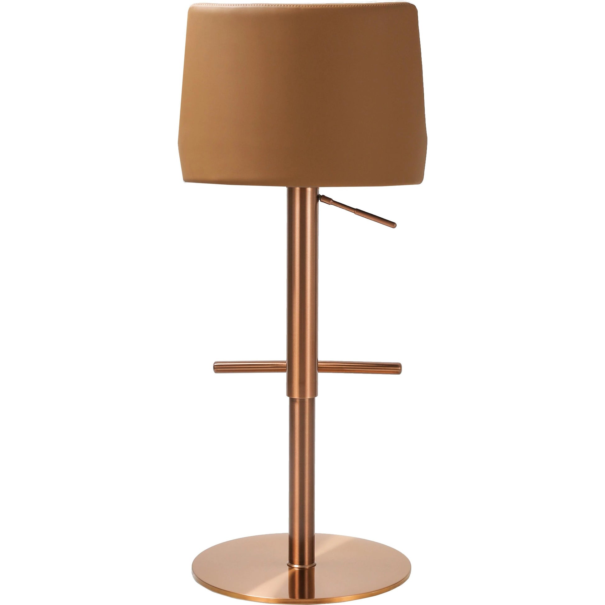 Reagan Houndstooth Adjustable Swivel Stool by TOV Furniture in cafe au lait. Made from fabric, stainless steel, vegan leather in a modern style.