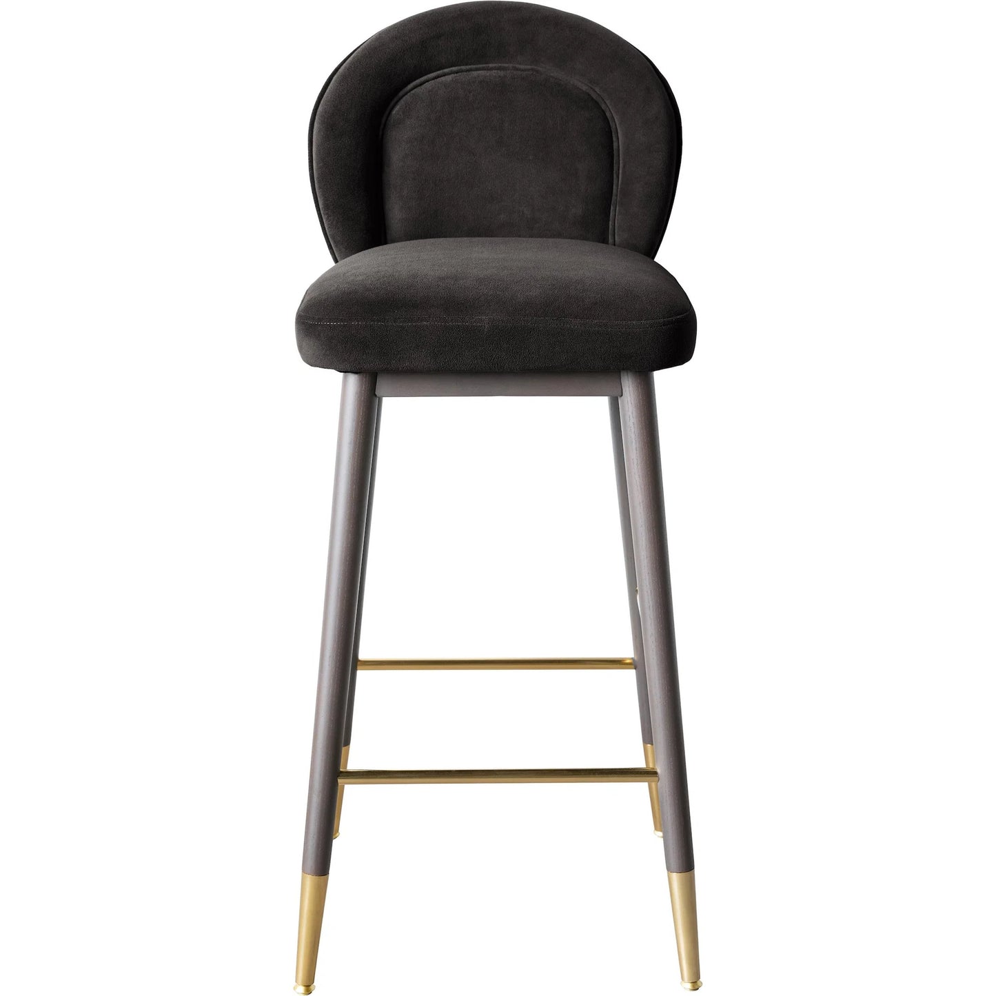 002 SI-2248266 | Additional Silo | Hailey Velvet Barstool by TOV Furniture in charcoal. Made from ash wood, iron, velvet in a modern style.
