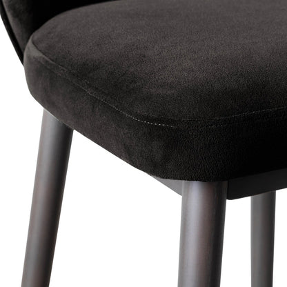Hailey Velvet Barstool by TOV Furniture in charcoal. Made from ash wood, iron, velvet in a modern style.