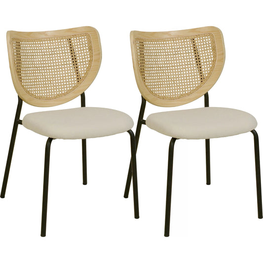 Nessie Rattan Dining Chair by TOV Furniture in natural. Made from ash, iron, linen, rattan in a unique style.