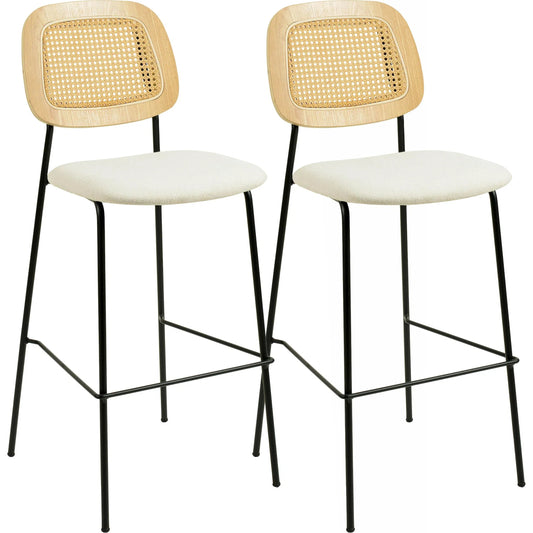 Anais Rattan Counter Stool (Set of 2) by TOV Furniture in natural. Made from ash, iron, linen, rattan in a unique style.