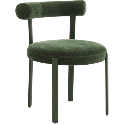 Margaret Performance Chenille Bolster Back Dining Chair by TOV Furniture in cream. Made from fabric, plywood, stainless steel, wood in a eclectic & global style.