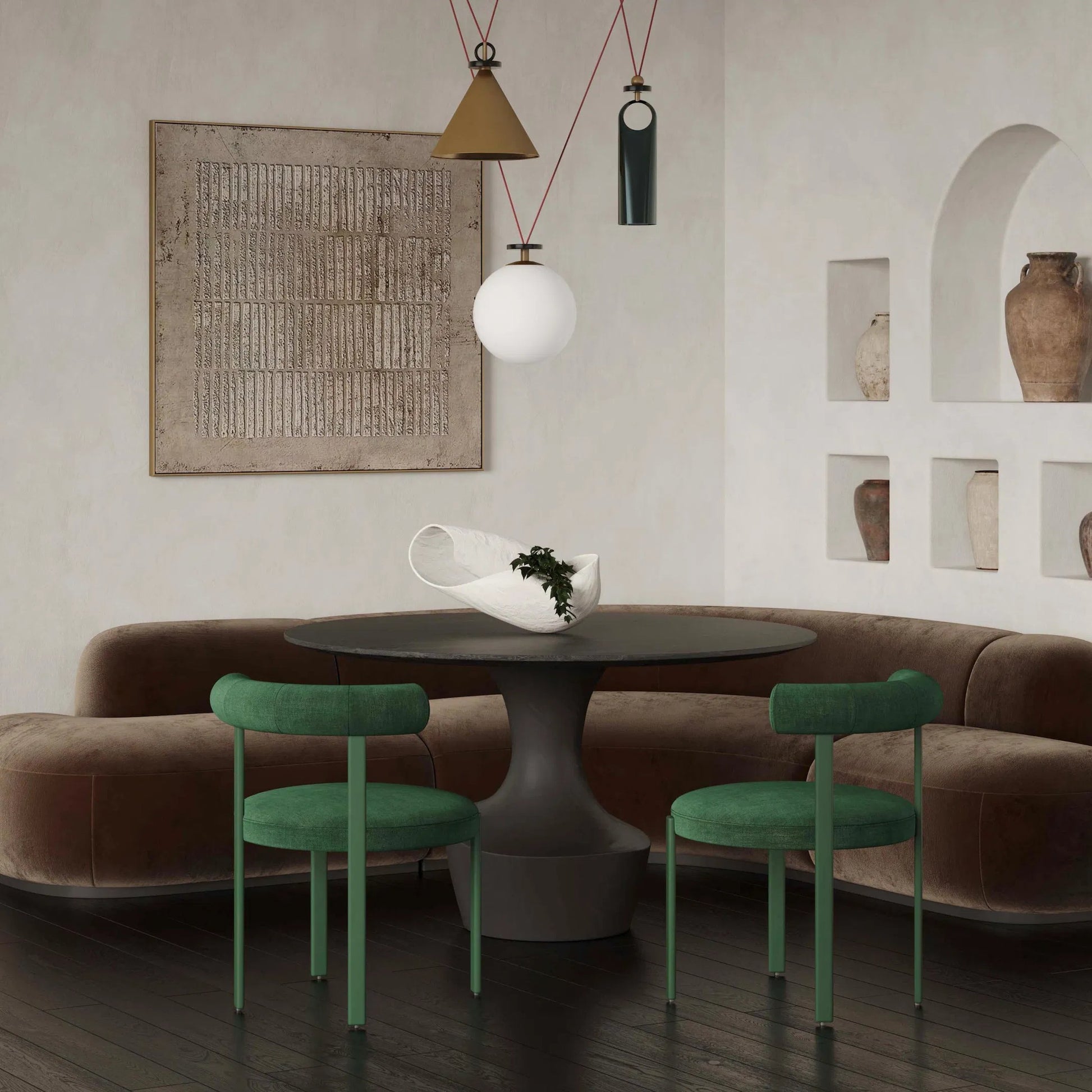 Margaret Performance Chenille Bolster Back Dining Chair by TOV Furniture in cream. Made from fabric, plywood, stainless steel, wood in a eclectic & global style.