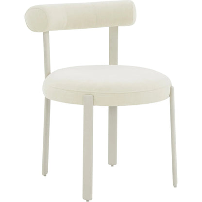 Margaret Performance Chenille Bolster Back Dining Chair by TOV Furniture in cream. Made from fabric, plywood, stainless steel, wood in a eclectic & global style.