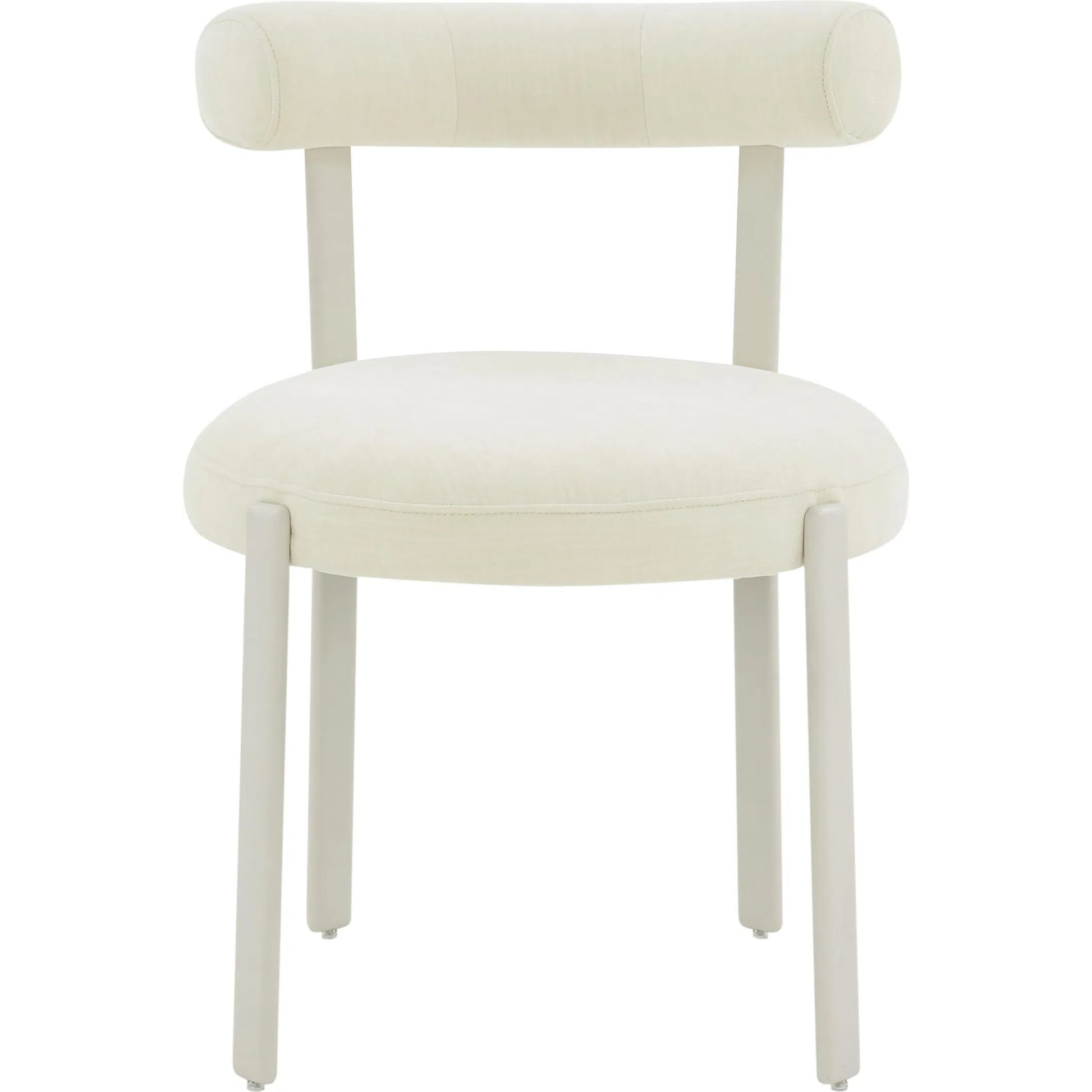 Margaret Performance Chenille Bolster Back Dining Chair by TOV Furniture in cream. Made from fabric, plywood, stainless steel, wood in a eclectic & global style.