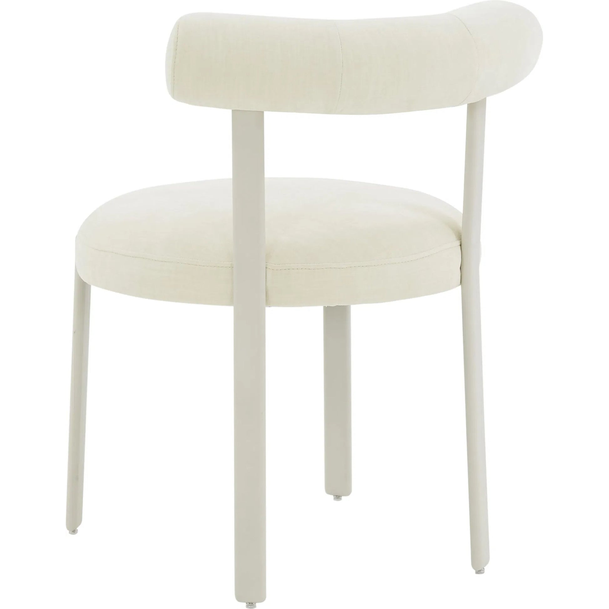 Margaret Performance Chenille Bolster Back Dining Chair by TOV Furniture in cream. Made from fabric, plywood, stainless steel, wood in a eclectic & global style.