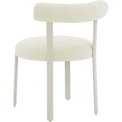 Margaret Performance Chenille Bolster Back Dining Chair by TOV Furniture in cream. Made from fabric, plywood, stainless steel, wood in a eclectic & global style.