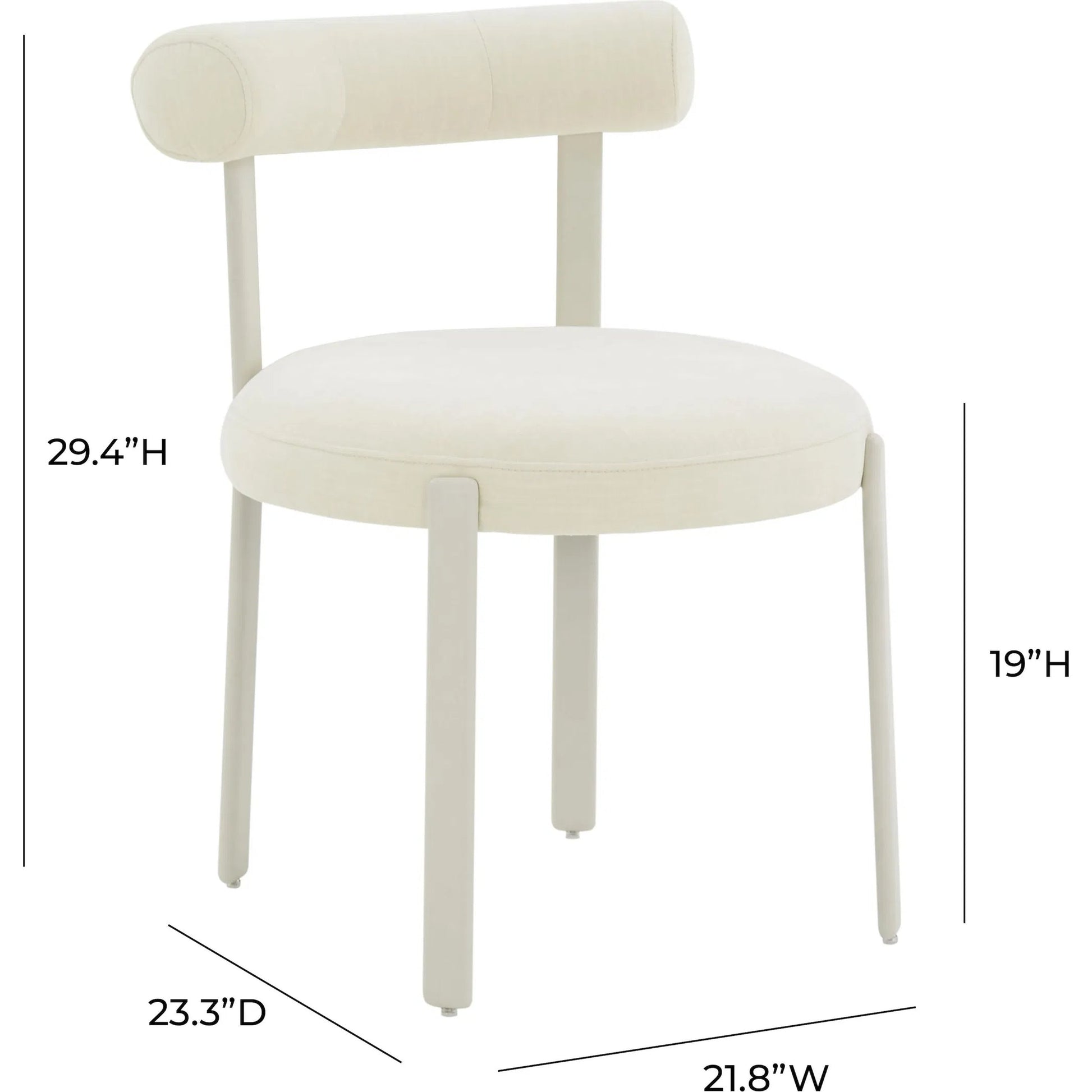 Margaret Performance Chenille Bolster Back Dining Chair by TOV Furniture in cream. Made from fabric, plywood, stainless steel, wood in a eclectic & global style.