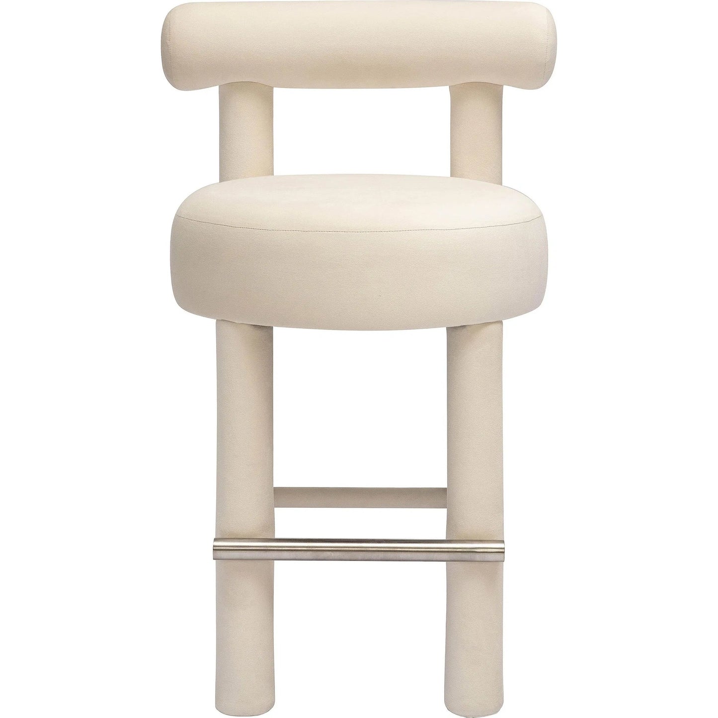 002 SI-2248190 | Additional Silo | Carmel Velvet Counter Stool by TOV Furniture in cream. Made from stainless steel, velvet, wood in a transitional style.