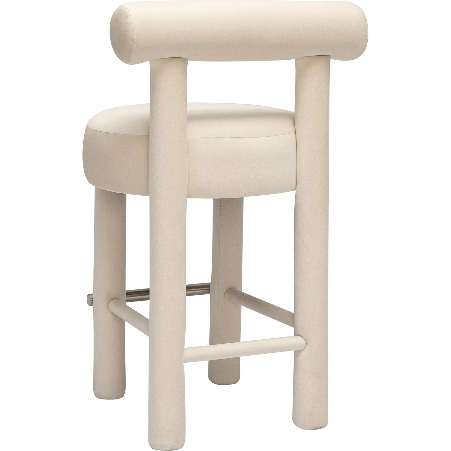 003 SI-2248190 | Additional Silo | Carmel Velvet Counter Stool by TOV Furniture in cream. Made from stainless steel, velvet, wood in a transitional style.