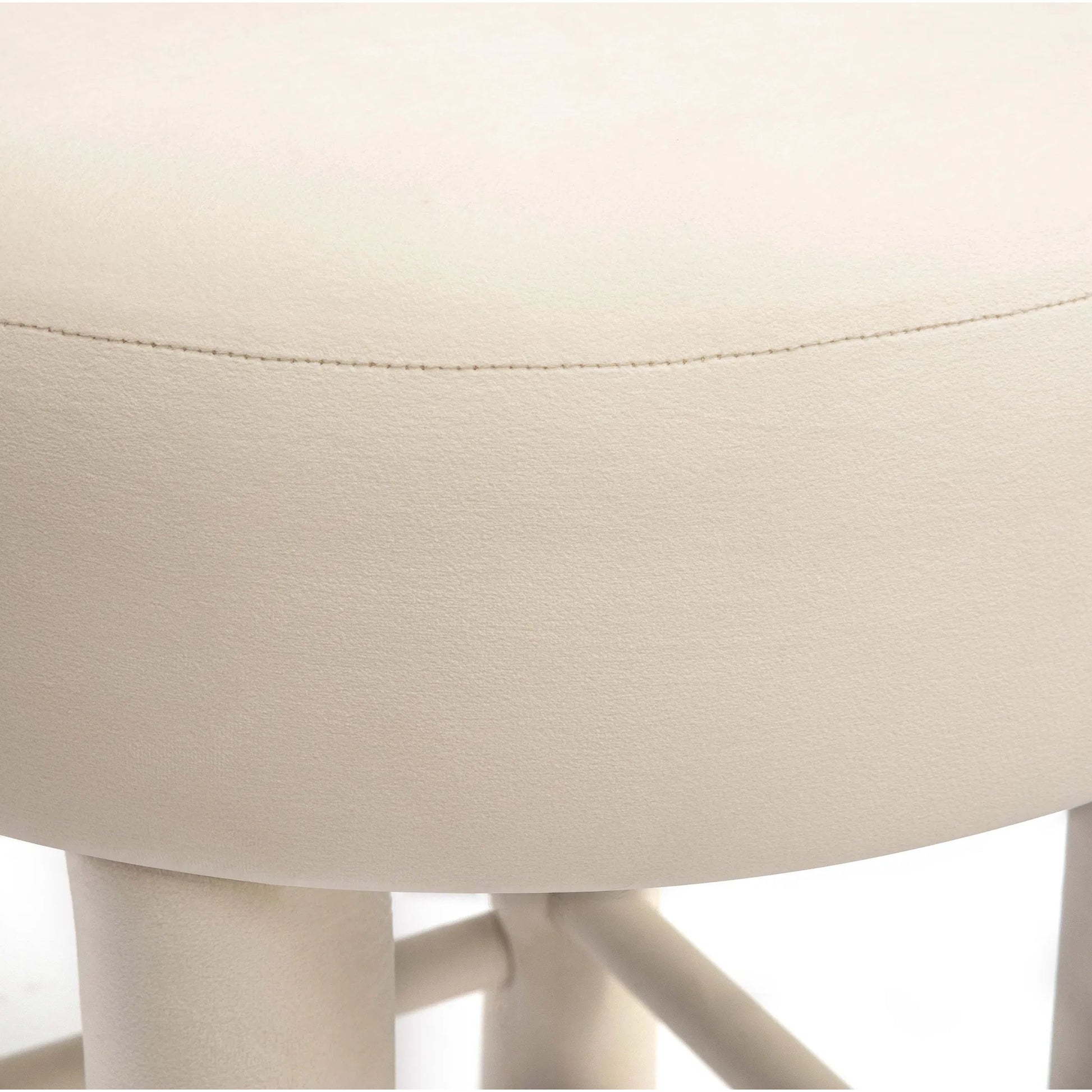 Carmel Velvet Counter Stool by TOV Furniture in cream. Made from stainless steel, velvet, wood in a transitional style.
