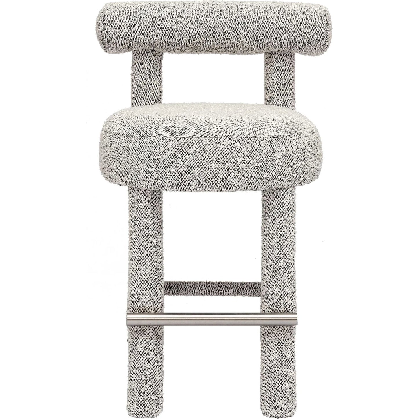 002 SI-2248186 | Additional Silo | Carmel Performance Boucle Counter Stool by TOV Furniture in black, white. Made from boucle, stainless steel, wood in a transitional style.