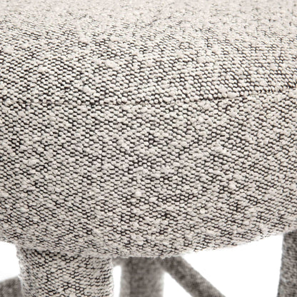 Carmel Performance Boucle Counter Stool by TOV Furniture in black, white. Made from boucle, stainless steel, wood in a transitional style.