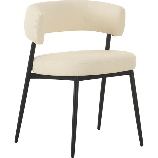 Maxine Performance Vegan Leather Dining Chair by TOV Furniture in cream. Made from iron, vegan leather in a unique style.