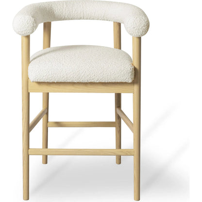 Spara Performance Boucle Counter Stool by TOV Furniture. Made from boucle, plywood, wood in a transitional style.