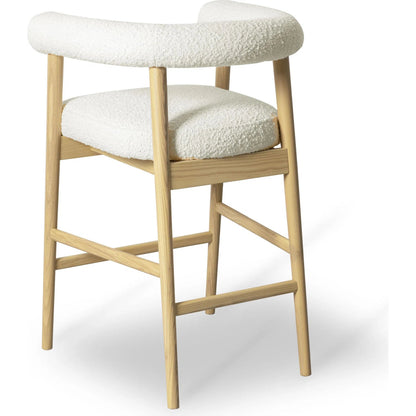 Spara Performance Boucle Counter Stool by TOV Furniture. Made from boucle, plywood, wood in a transitional style.