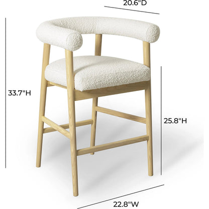 Spara Performance Boucle Counter Stool by TOV Furniture. Made from boucle, plywood, wood in a transitional style.