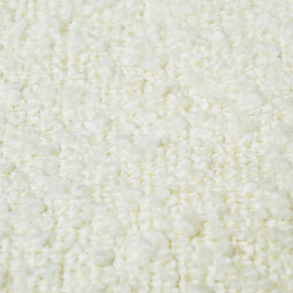 Carmel Boucle and Solid Wood Counter Stool by TOV Furniture in cream. Made from boucle, pine, rubberwood, stainless steel in a transitional style.