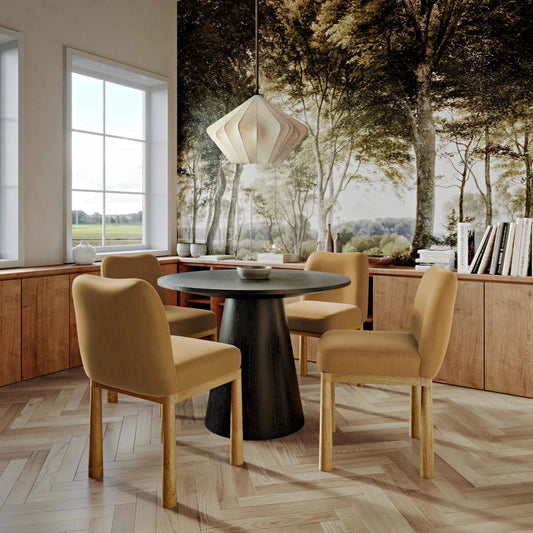 Tiara Velvet Oak Dining Chair by TOV Furniture. Made from plywood, velvet, wood in a traditional style.