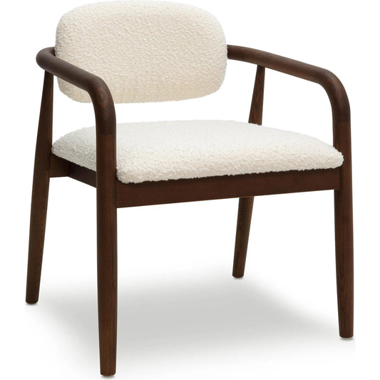Betsy Performance Boucle Dining Chair by TOV Furniture in cream. Made from boucle, plywood, wood in a unique style.