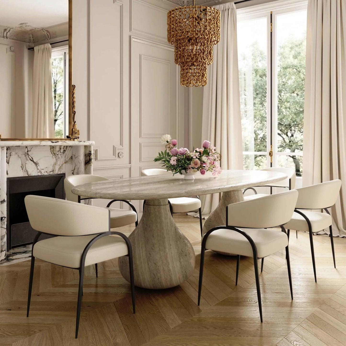 012 SI-2321029 | Lifestyle | Tatum Performance Vegan Leather Dining Chair by TOV Furniture. Made from pu leather, plywood, stainless steel in a transitional style.