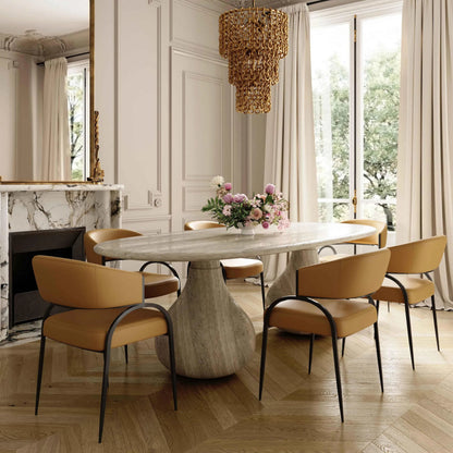 Tatum Performance Vegan Leather Dining Chair by TOV Furniture. Made from pu leather, plywood, stainless steel in a transitional style.