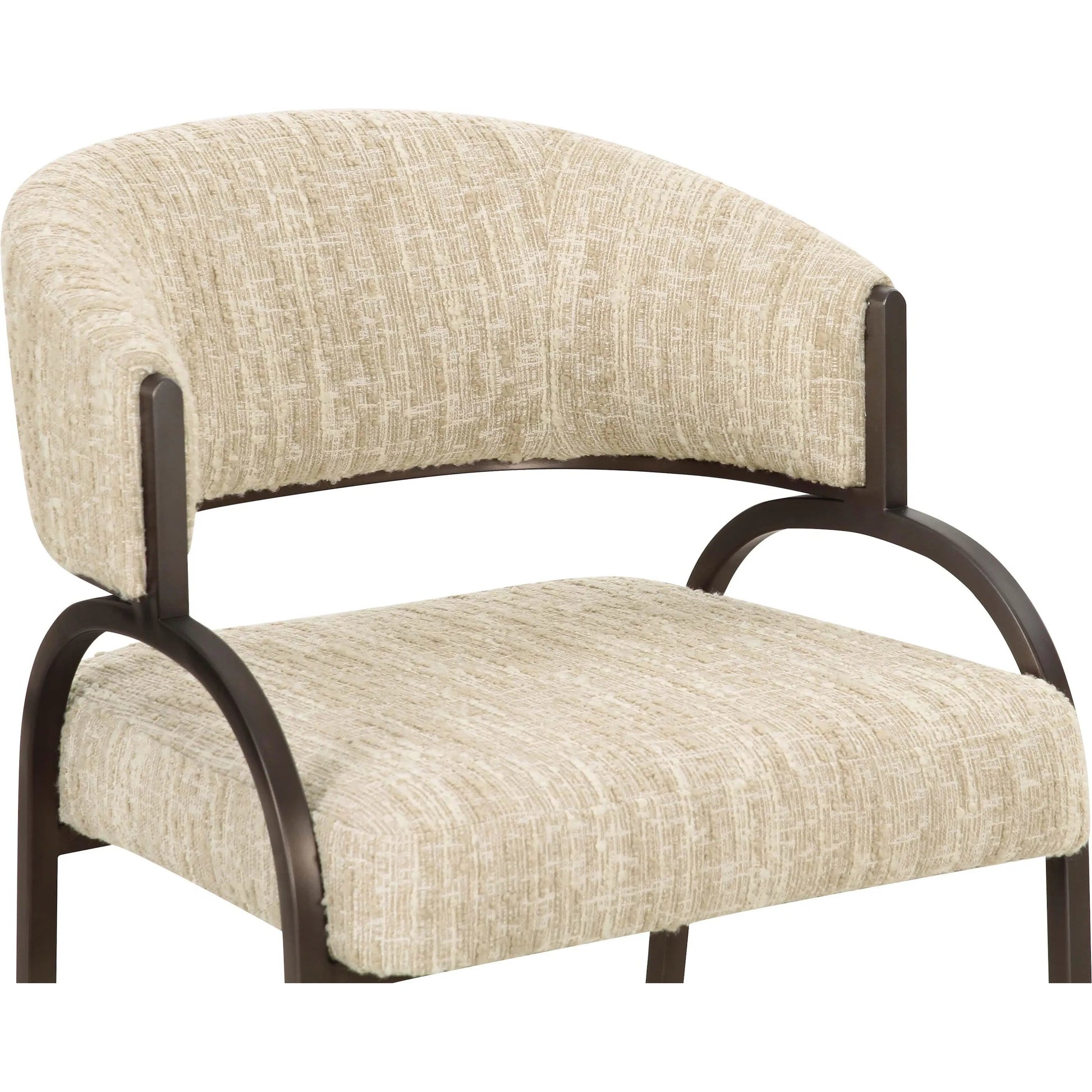 Tatum Textured Performance Boucle Dining Chair by TOV Furniture in cream. Made from boucle, plywood, stainless steel in a transitional style.
