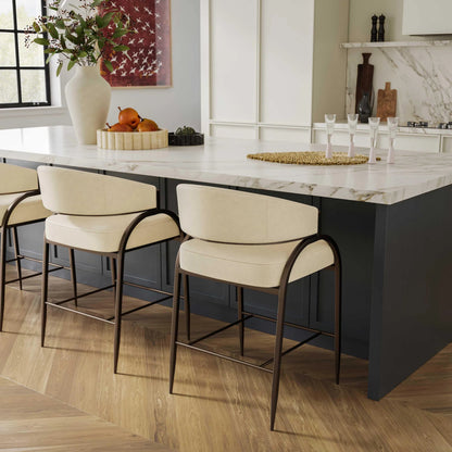 Tatum Performance Vegan Leather Counter Stool by TOV Furniture. Made from pu leather, plywood, stainless steel in a transitional style.