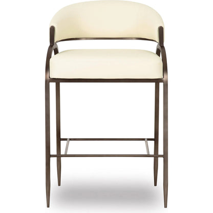 Tatum Performance Vegan Leather Counter Stool by TOV Furniture. Made from pu leather, plywood, stainless steel in a transitional style.