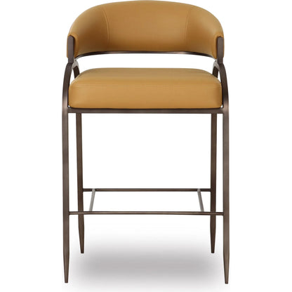 Tatum Performance Vegan Leather Counter Stool by TOV Furniture. Made from pu leather, plywood, stainless steel in a transitional style.