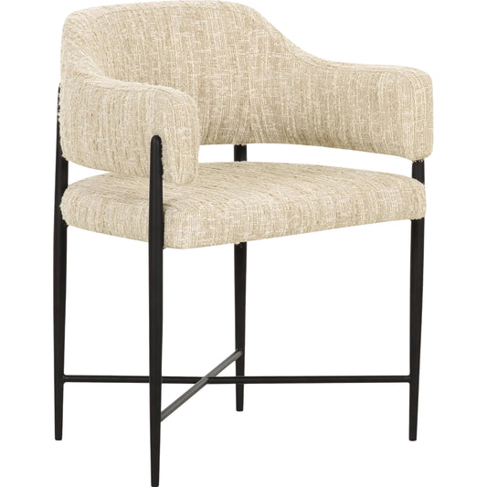 Sezanne Textured Performance Boucle Dining Chair by TOV Furniture in cream. Made from boucle, iron, plywood in a unique style.