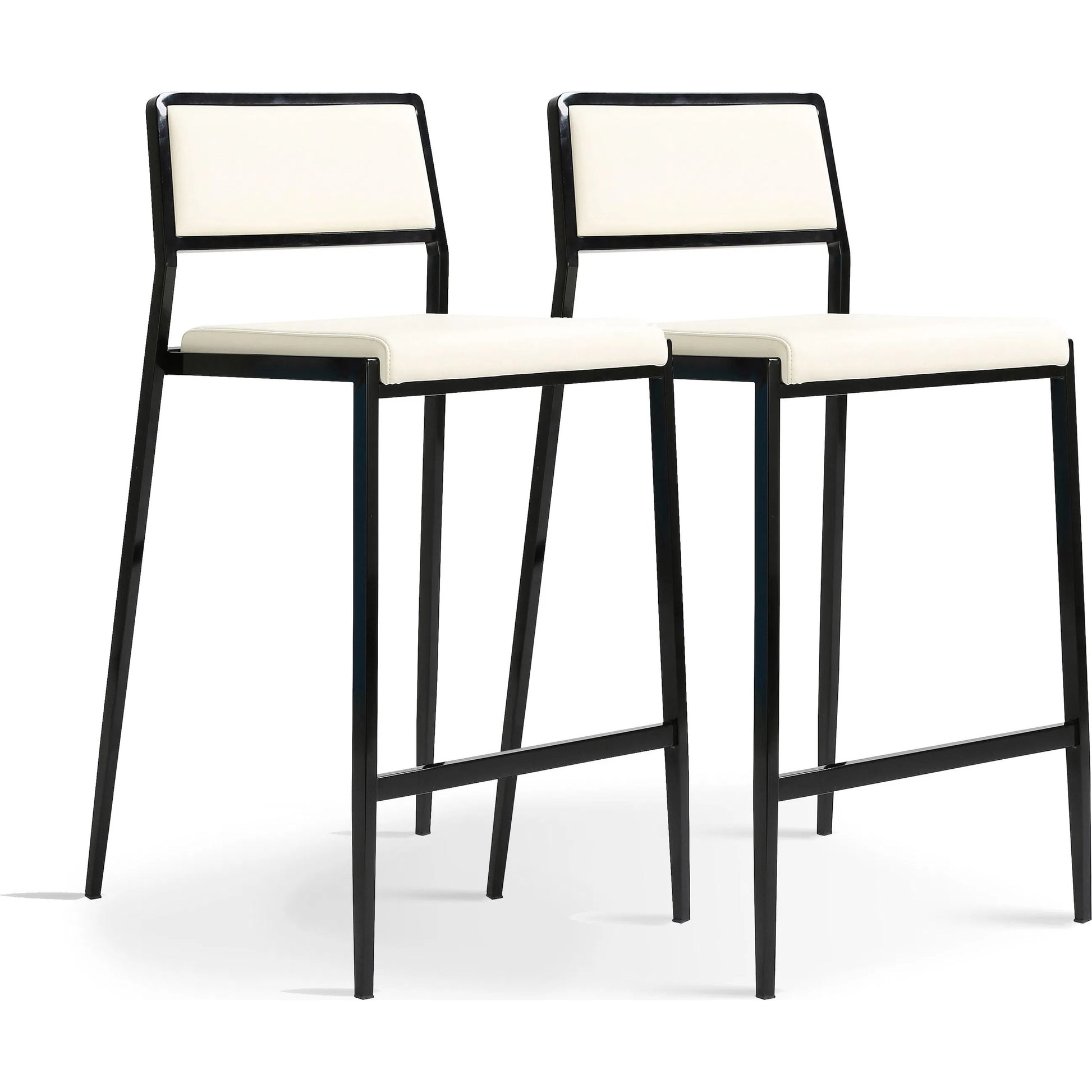 Gale Performance Vegan Leather Stackable Counter  Stool (Set of 2) by TOV Furniture in cream. Made from pu leather, stainless steel in a modern style.