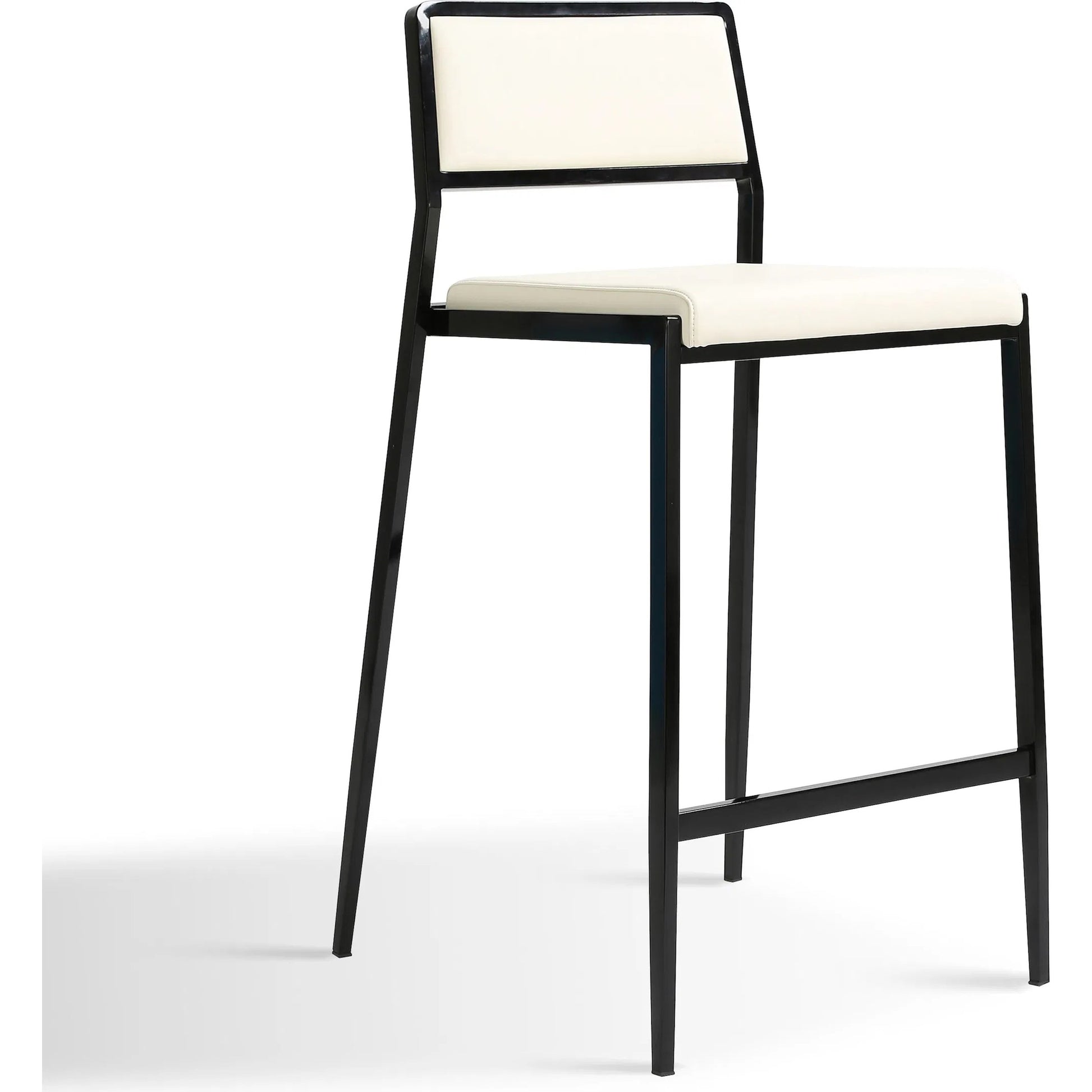 Gale Performance Vegan Leather Stackable Counter  Stool (Set of 2) by TOV Furniture in cream. Made from pu leather, stainless steel in a modern style.