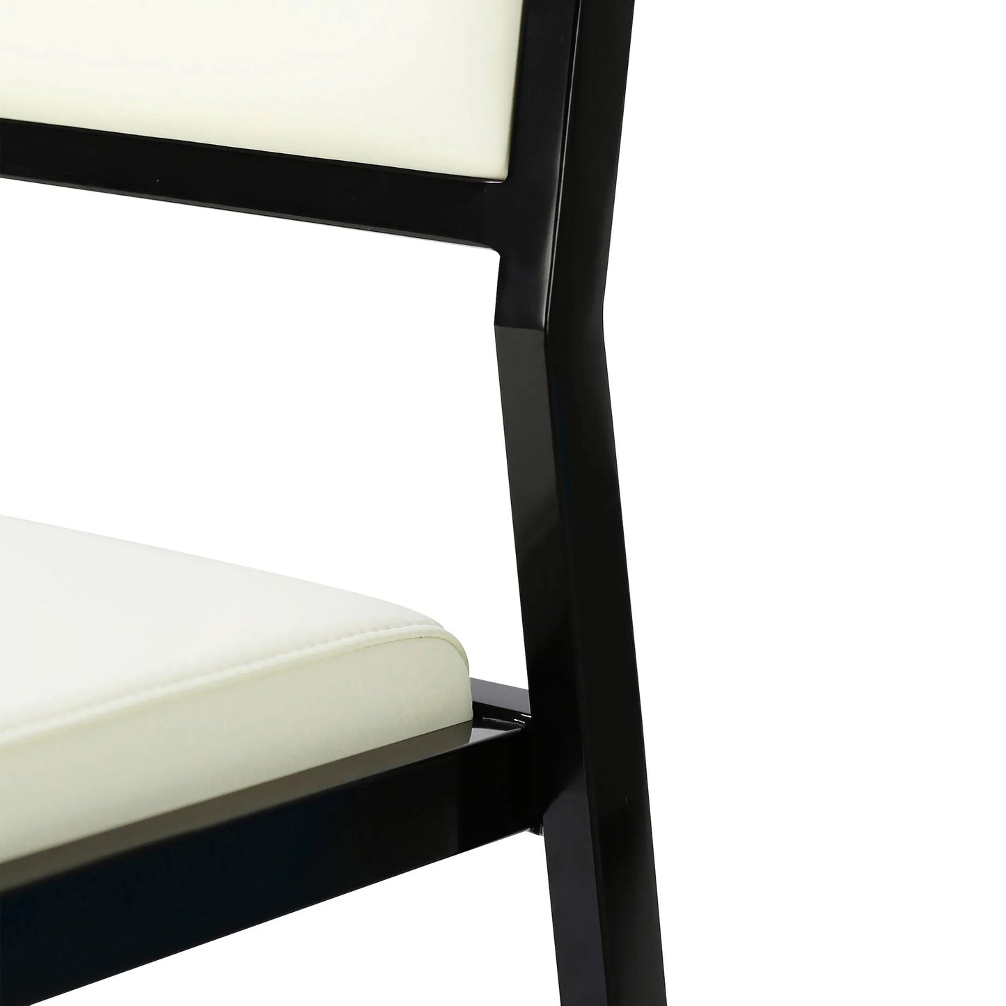 006 SI-2320879 | Closeup | Gale Performance Vegan Leather Stackable Counter  Stool (Set of 2) by TOV Furniture in cream. Made from pu leather, stainless steel in a modern style.