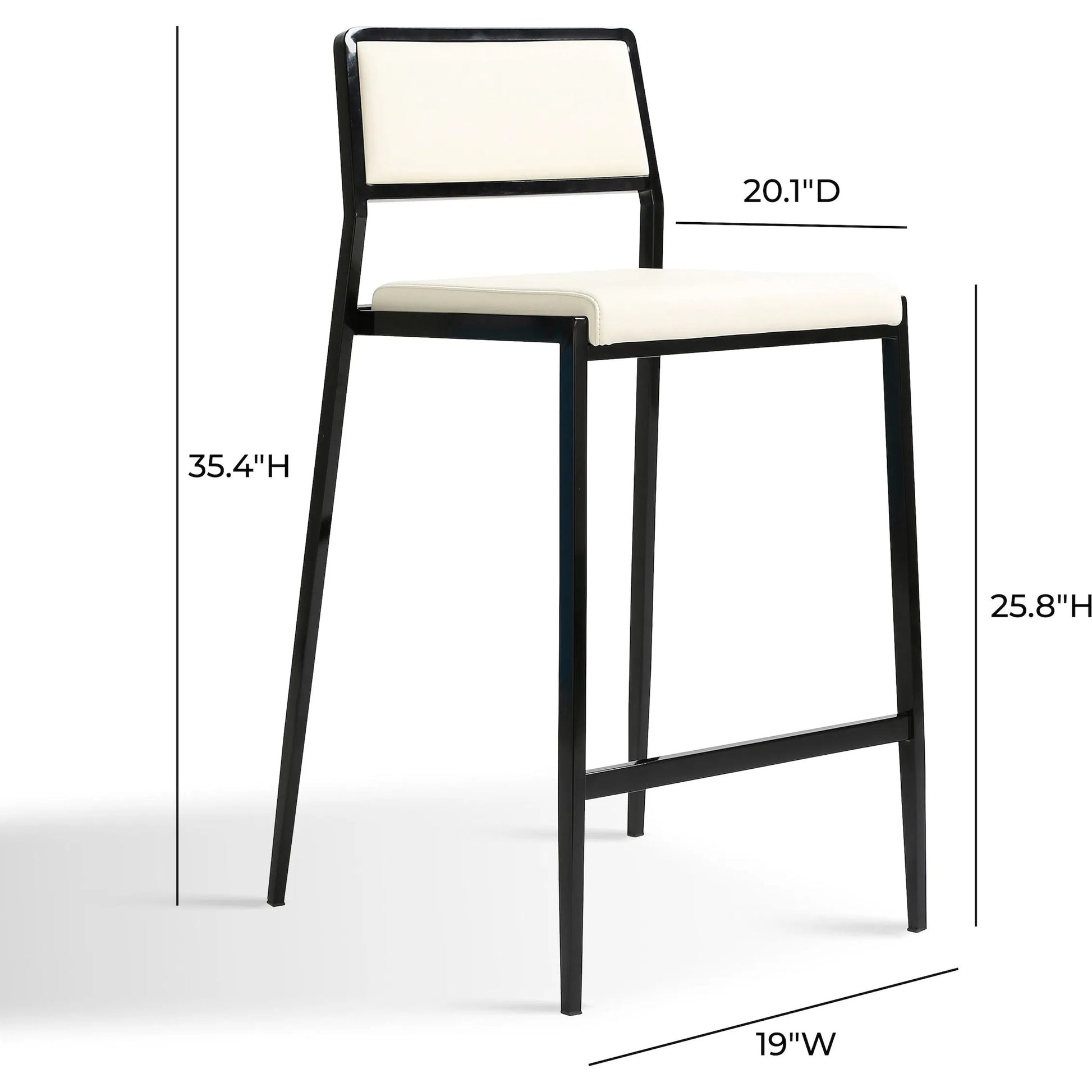 Gale Performance Vegan Leather Stackable Counter  Stool (Set of 2) by TOV Furniture in cream. Made from pu leather, stainless steel in a modern style.