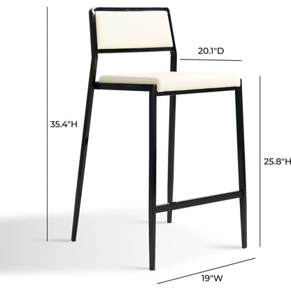 Gale Performance Vegan Leather Stackable Counter  Stool (Set of 2) by TOV Furniture in cream. Made from pu leather, stainless steel in a modern style.
