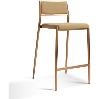 Gale Basketweave Stackable Counter Stool (Set of 2) by TOV Furniture in tan. Made from linen, stainless steel in a transitional style.