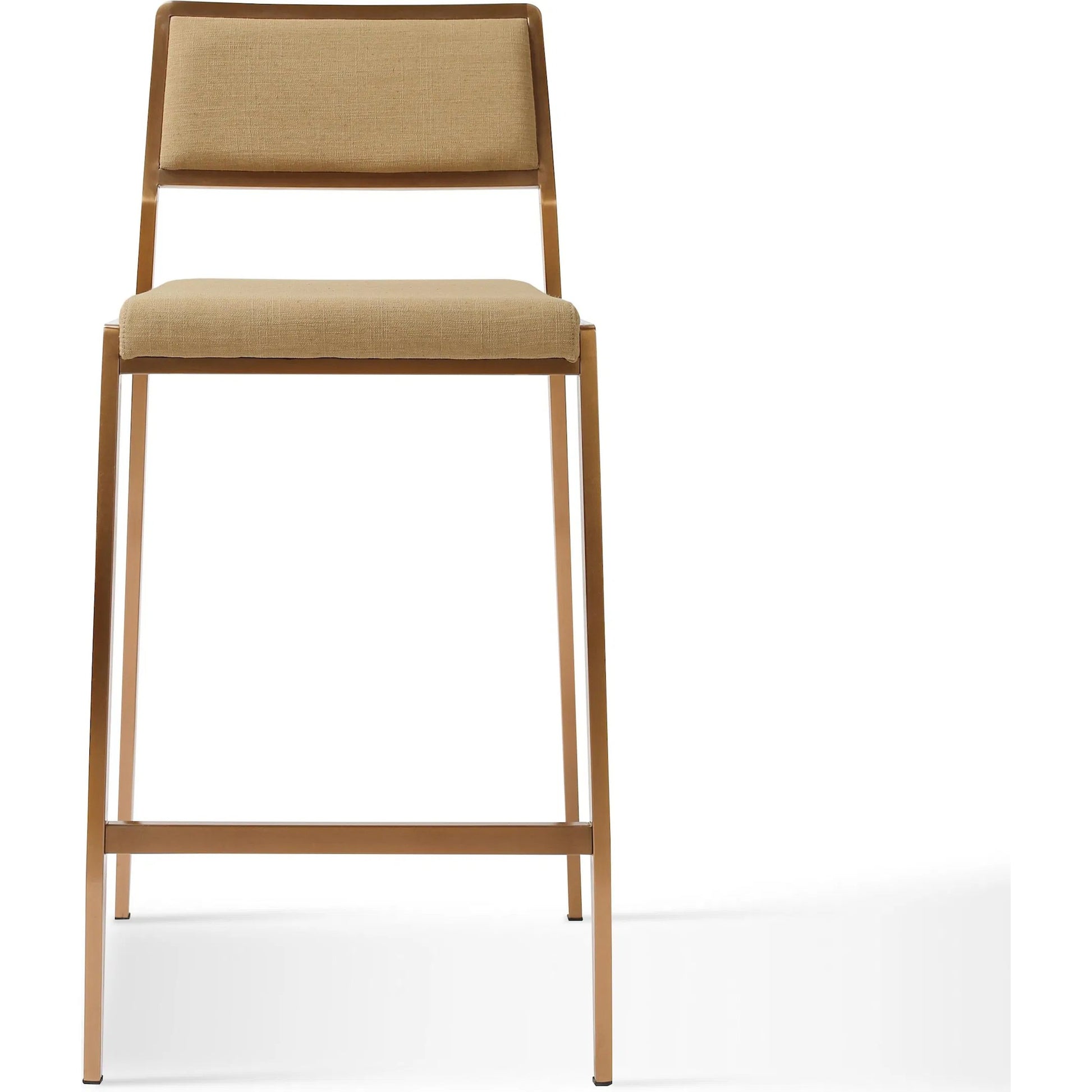 Gale Basketweave Stackable Counter Stool (Set of 2) by TOV Furniture in tan. Made from linen, stainless steel in a transitional style.