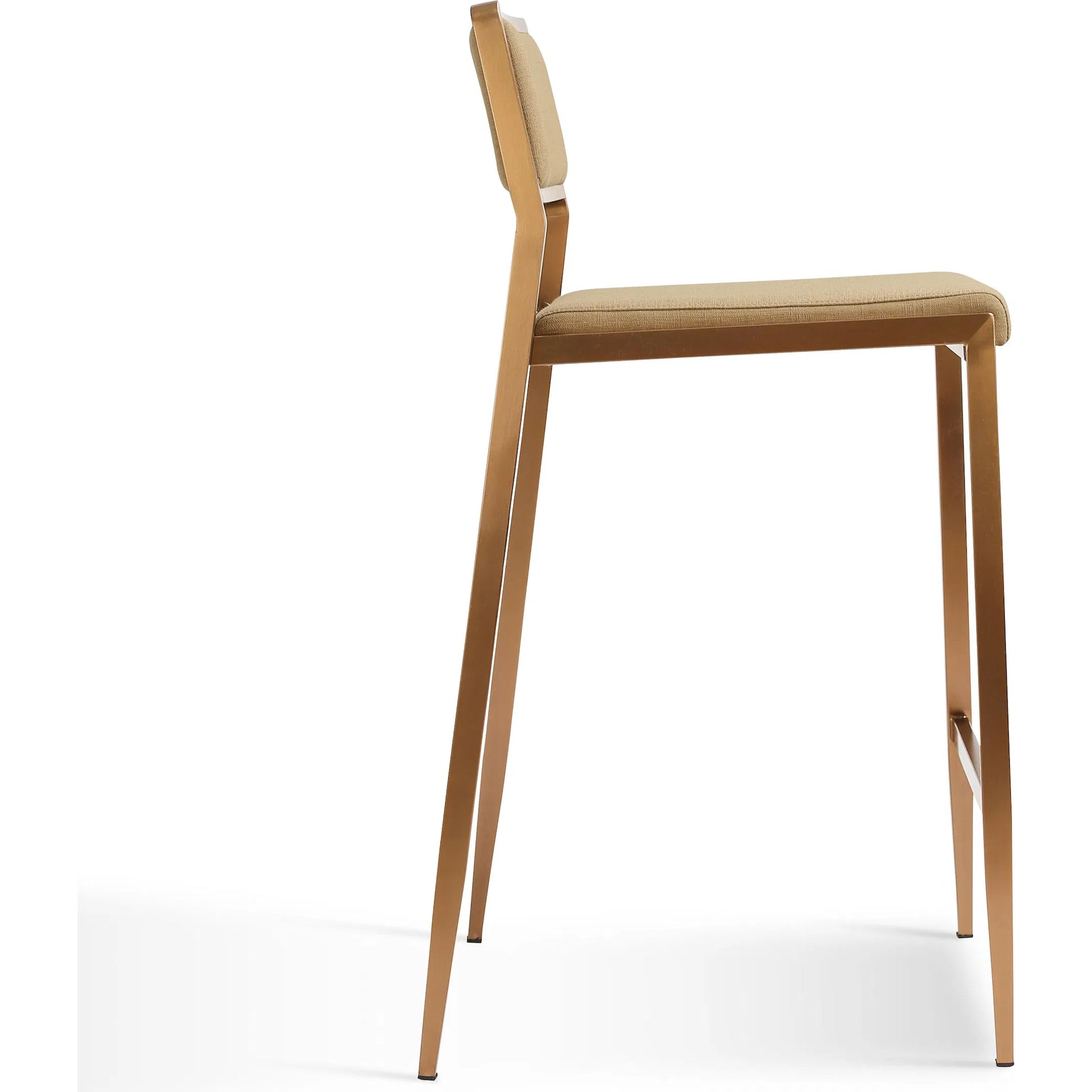 Gale Basketweave Stackable Counter Stool (Set of 2) by TOV Furniture in tan. Made from linen, stainless steel in a transitional style.