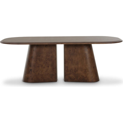 Gladyss Burl Oval Dining Table by TOV Furniture in brown. Made from mdf, veneer in a transitional style.