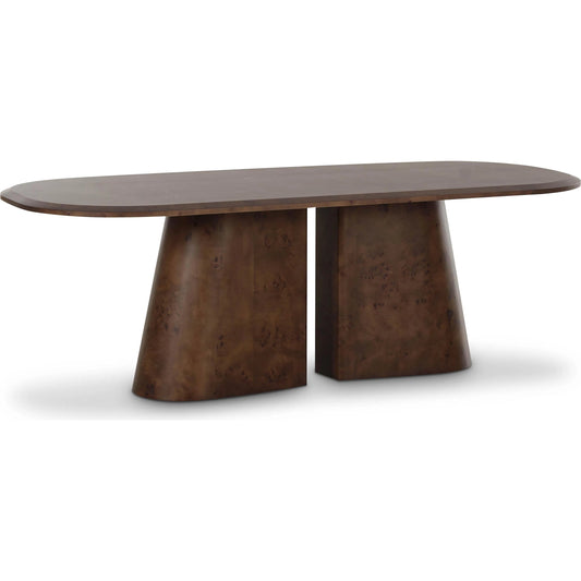 Gladyss Burl Oval Dining Table by TOV Furniture in brown. Made from mdf, veneer in a unique style.