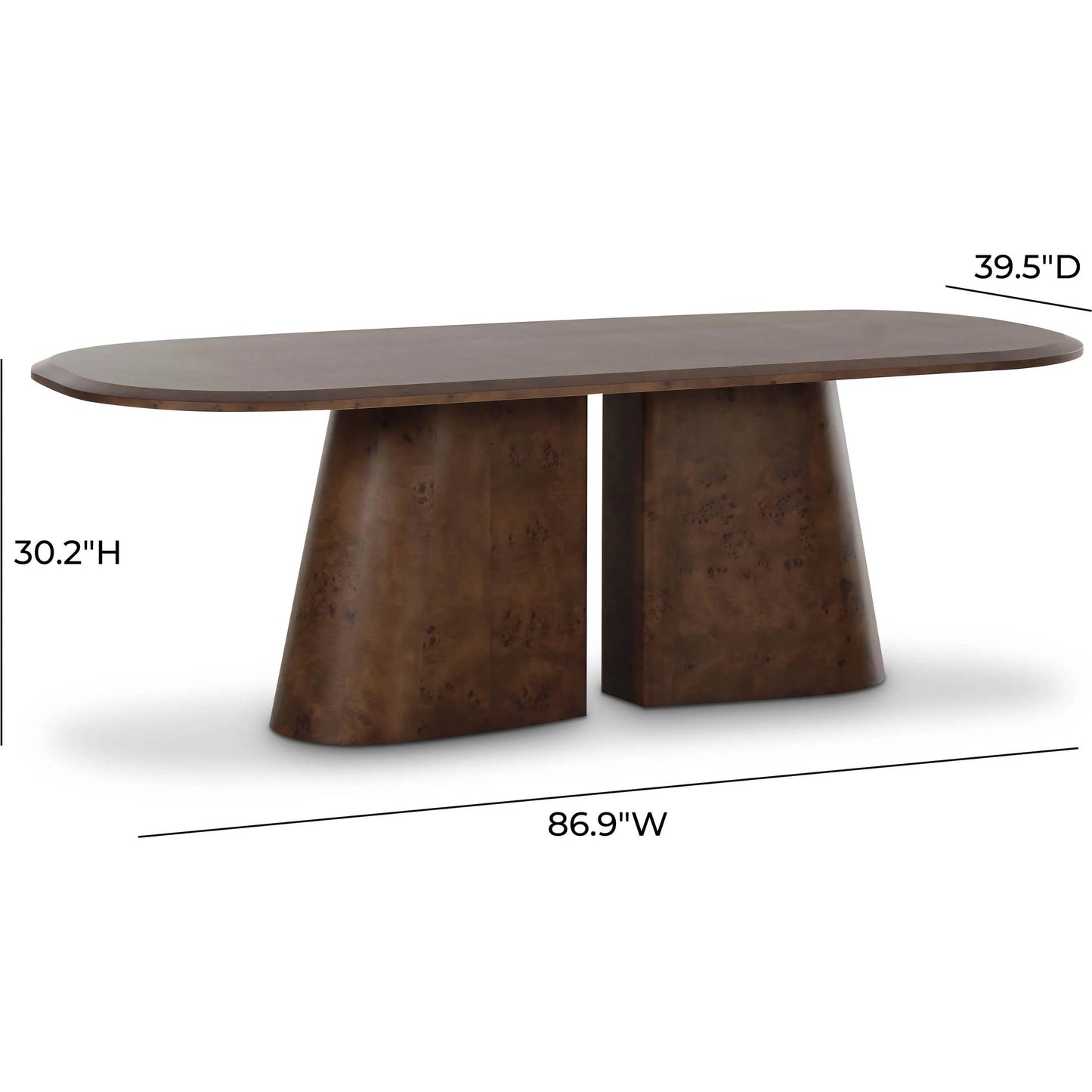 004 SI-2320882 | Additional Silo | Gladyss Burl Oval Dining Table by TOV Furniture in brown. Made from mdf, veneer in a transitional style.